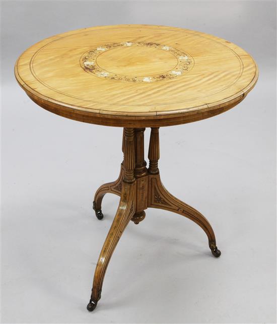 A late Victorian satinwood occasional table, W.2ft 2in.